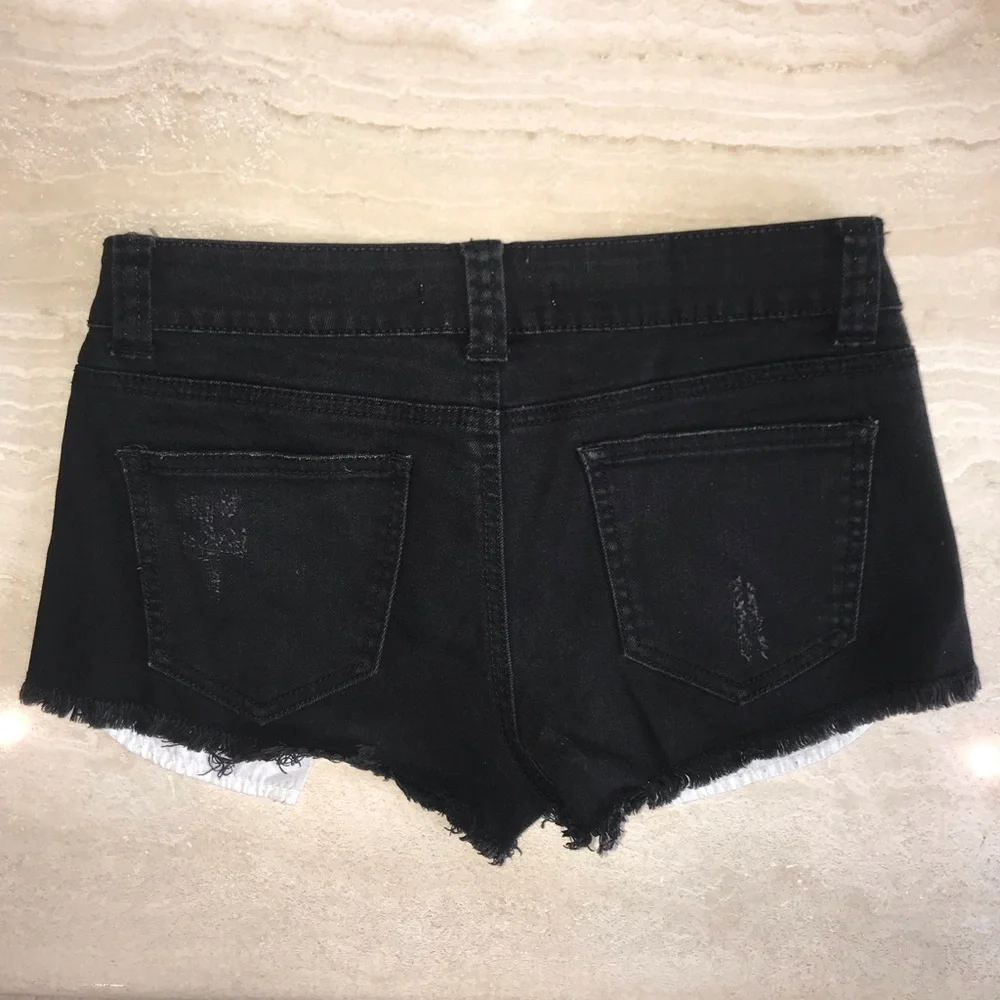 Cut off black denim shorts